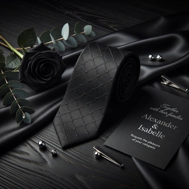 Corbata Minimalist Black Geometric Grid Dotted Texture (Subido por el creador)