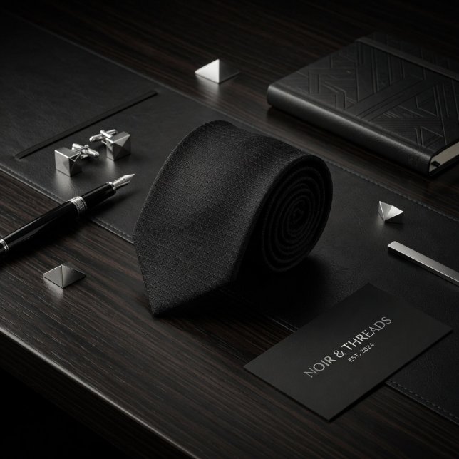 Corbata Minimalist Carbon Black Micro-Grid Geometric (Subido por el creador)