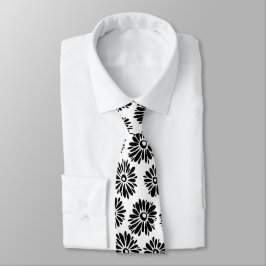 Corbata Minimalist Groovy Black and White Daisy Flowers