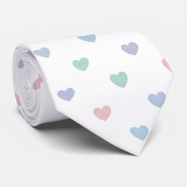 Corbata Minimalist Soft Pastel Heart Pattern 