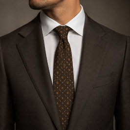 Corbata Minimalista Dinero Antiguo Marrón Oscuro Dorado Fl