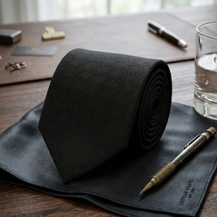 Corbata Minimalista Furtivo Negro Micro Check Geométrico