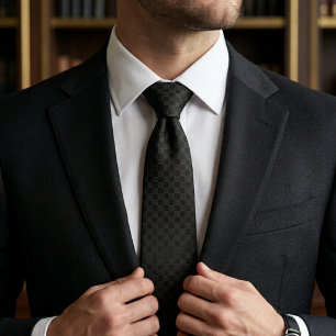 Corbata Minimalista Furtivo Negro Micro Check Geométrico