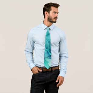 Corbata Mint Aqua Ink Marble