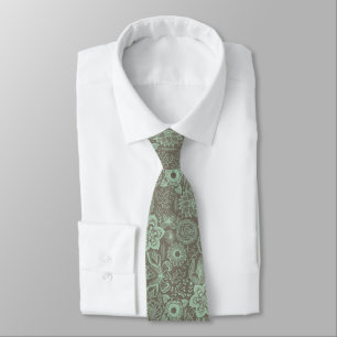 Corbata Mint-Green & Brown Lace Pattern