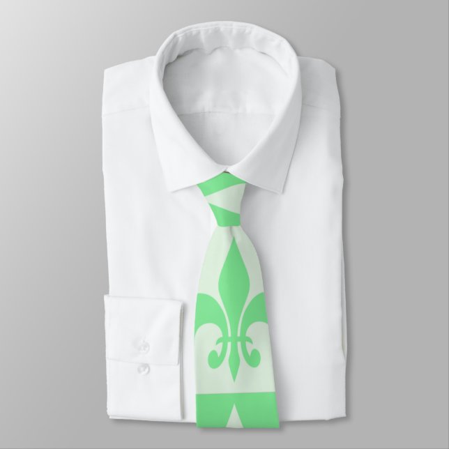 Corbata Mint Green Fleur de lis (Atado)