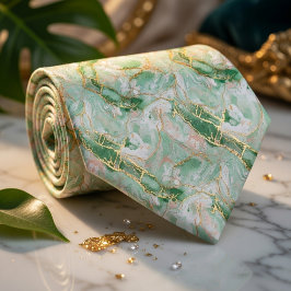 Corbata Mint Green Marble & Gold