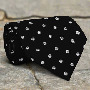 Corbata Mirada de Diamante Brillante Blanco Negro