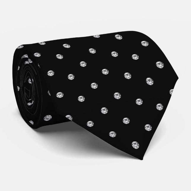 Corbata Mirada de Diamante Brillante Blanco Negro (Enrollado)