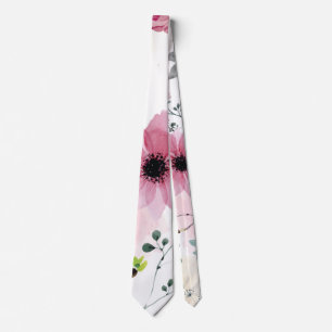Corbata Mis flores de jardín (técnica de acuarela)