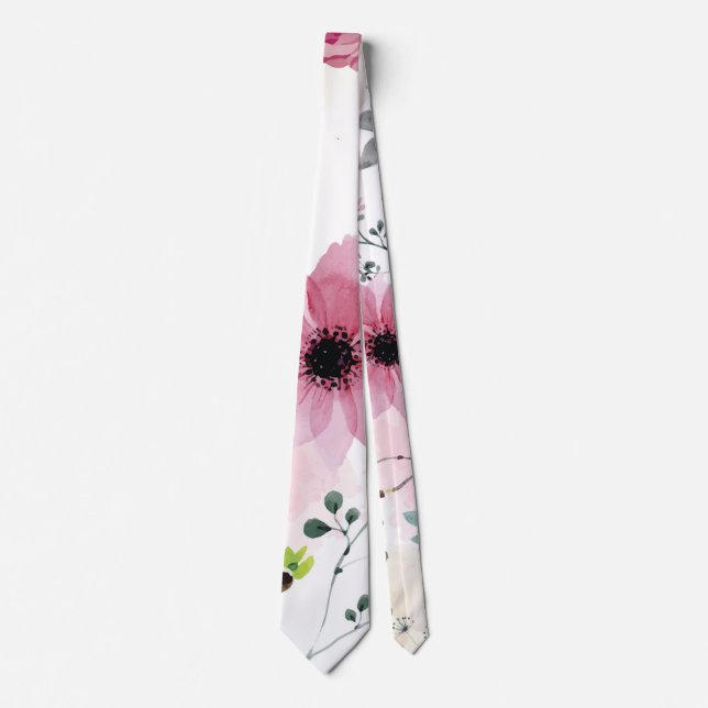 Corbata Mis flores de jardín (técnica de acuarela) (Anverso)
