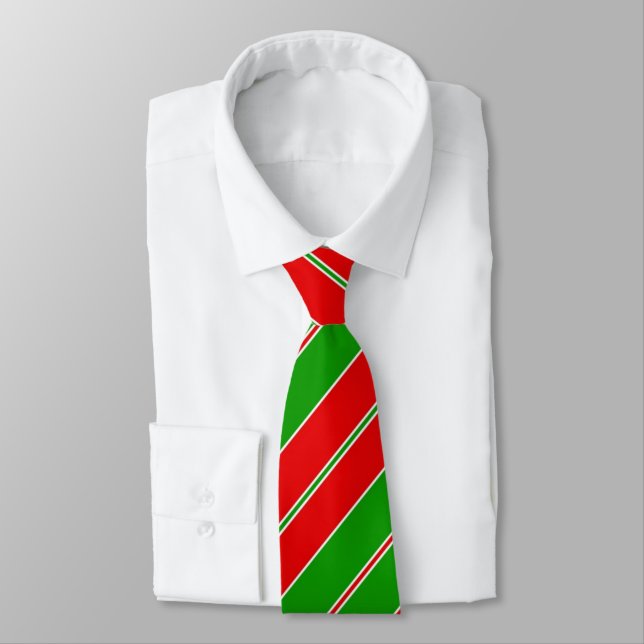 Corbata Mis Navidades favoritos Atar, rayas rojas y verdes (Atado)