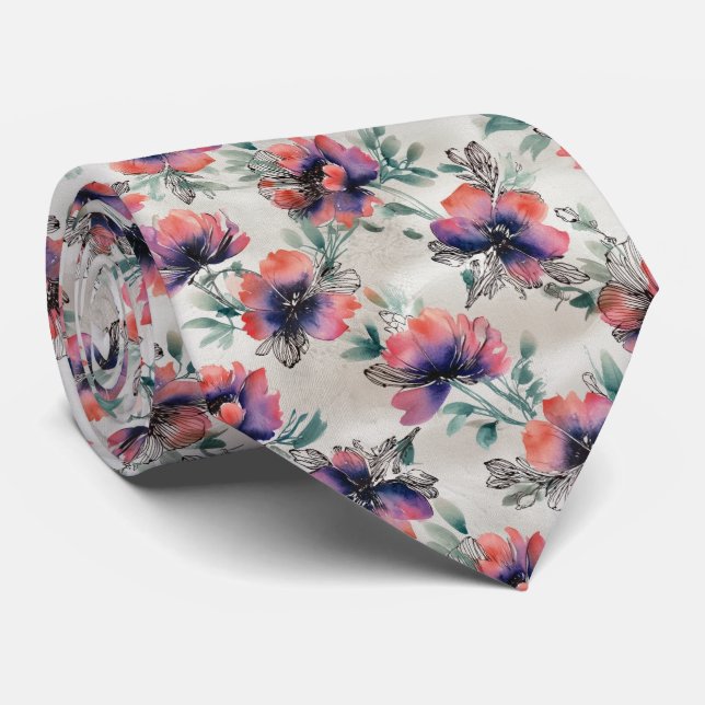 Corbata Mixed-Media Gradient Floral Pattern (Enrollado)