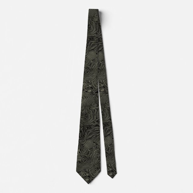 Corbata Moaré de seda con pequeño estampado en negro (Anverso)