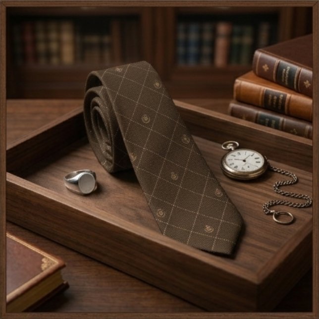 Corbata Mocha Mousse Estate Crest Jacquard Lujo (Subido por el creador)