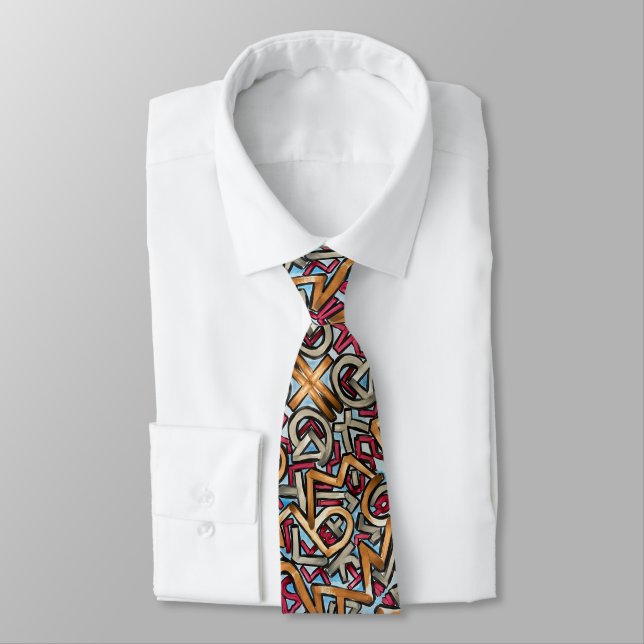 Corbata Mocha Red Gray Geometric Neck Tie (Atado)