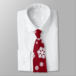 Corbata Moda Blanco copos de nieve patrón nórdico en rojo 