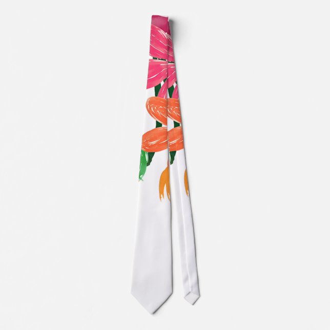 Corbata Moda Boho acuarela Flores rosa borgoñona (Anverso)