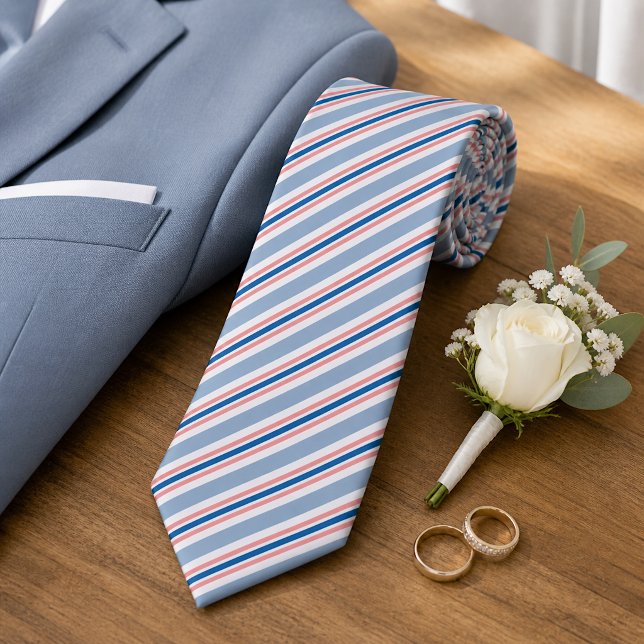 Corbata Moda Classic Blue Gray Rubor Estampado rosa (Subido por el creador)