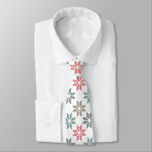 Corbata Moda Colorful Four Poinsettias Motif