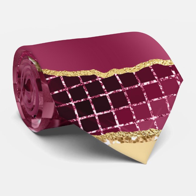 Corbata Moda de mármol purpurina de oro de ciruela agate (Enrollado)