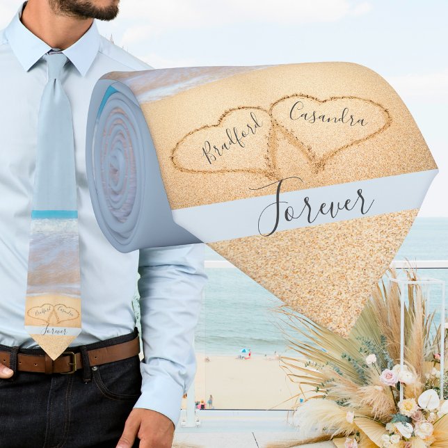 Corbata Moda Dusty Blue Beach boda Hearts Sand (Subido por el creador)