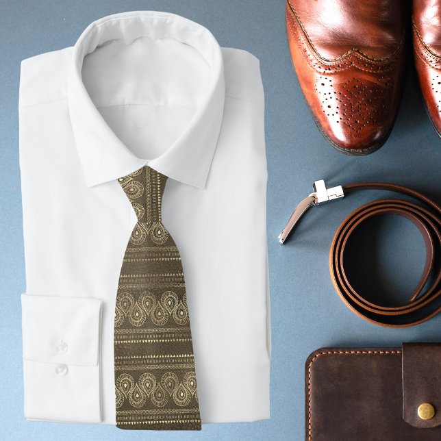 Corbata Moda elegante con motivos dorados dorados (Subido por el creador)