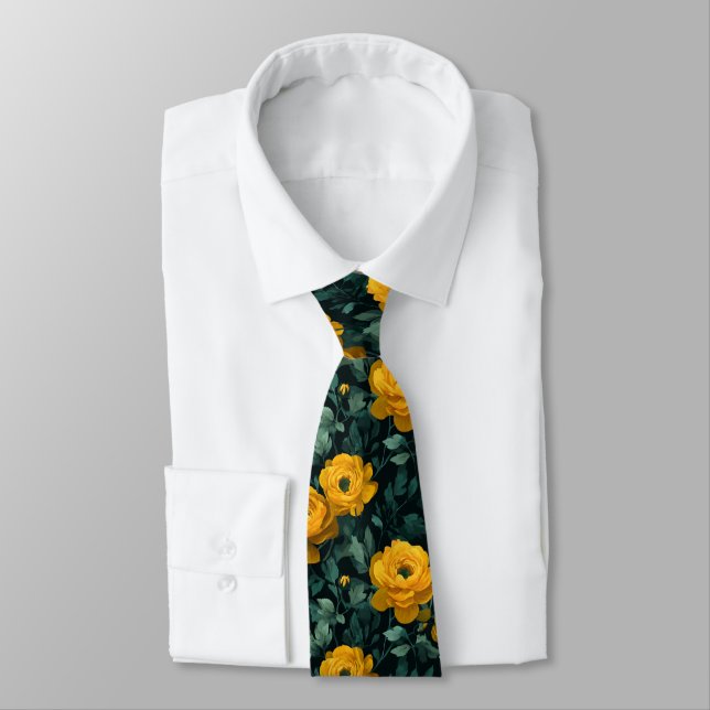 Corbata Moda elegante de hombre Ranunculus Floral (Atado)