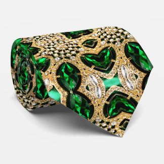 Corbata moda giratoria arte arte deco oro esmeralda verde
