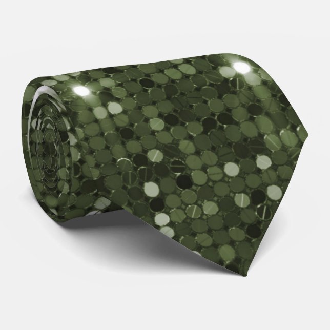Corbata Moda Glimmering Olive Green Sequin Neck Tie (Enrollado)