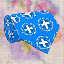 Corbata Moda Grecia Emblem Tie, bandera griega azul