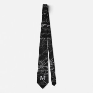 Corbata Moda Modelo de mármol negro Monograma moderno