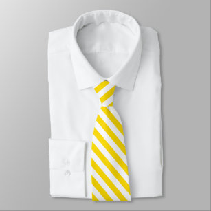 Corbata Moda moderna de plantilla rayada blanca amarilla