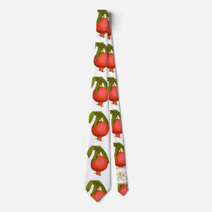 Corbata Moda Monograma Pomegranato Botánico Rojo