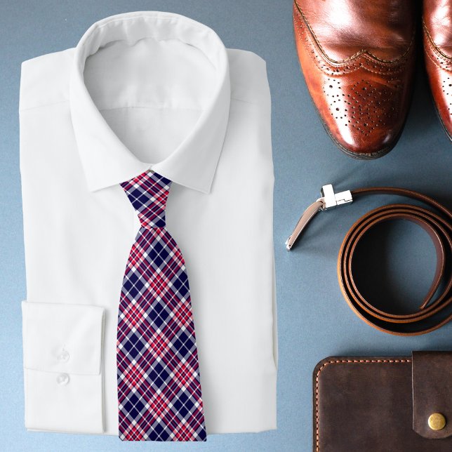Corbata Moda Tartán azul y blanco Patrón de estilo (Subido por el creador)