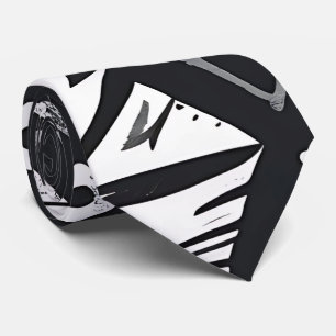 Corbata Moda tribal Arte abstracto geométrico negro y blan