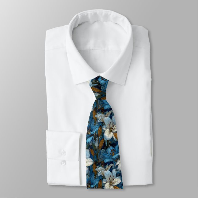 Corbata Moda Única Masculina Flor de Lirios (Atado)