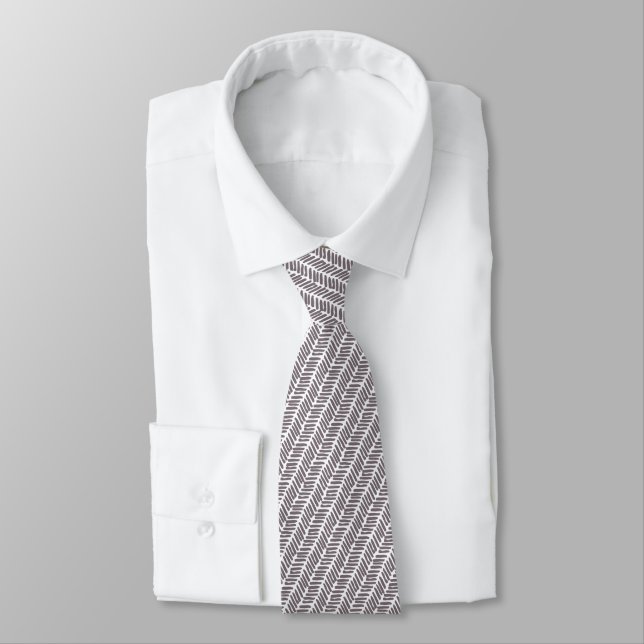 Corbata Moda White Mauve Taupe Resumen Chevron (Atado)