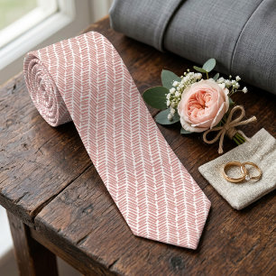 Corbata Moda White Peach Red Salmon Resumen Chevron