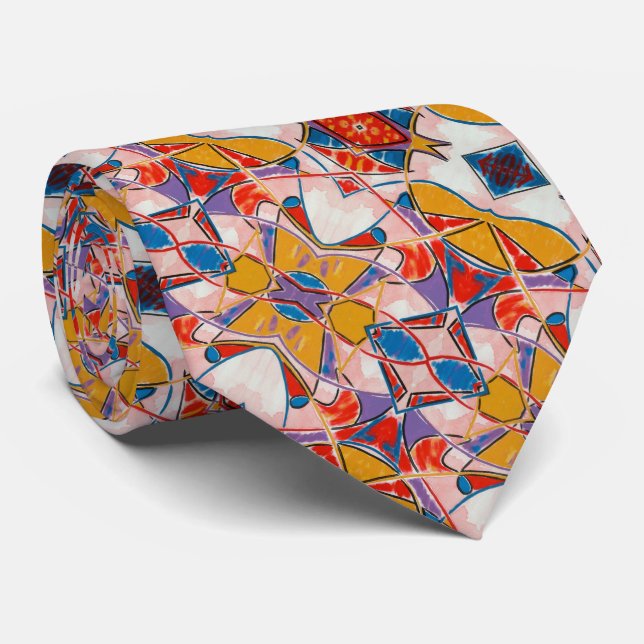 Corbata Modelo abstracto pintado Pescado-Mano extraña (Enrollado)