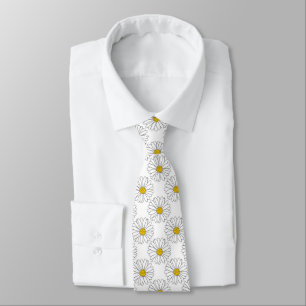 Corbata Modelo amarillo de la margarita blanca