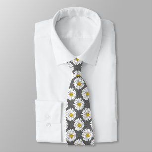 Corbata Modelo amarillo gris de la margarita blanca