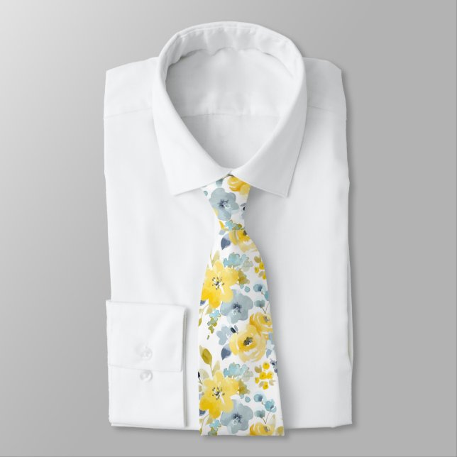 Corbata Modelo amarillo y azul de la acuarela (Atado)