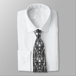 Corbata Modelo arquitectónico de Deco, blanco y negro