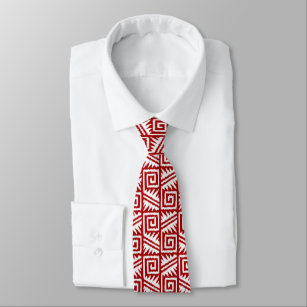 Corbata Modelo azteca de Ikat - rojo oscuro y blanco