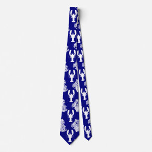 Corbata Modelo blanco azul costero de la langosta