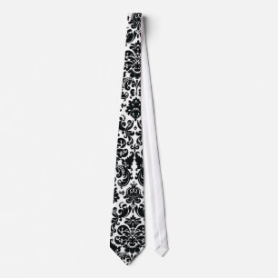Corbata Modelo blanco negro elegante del damasco del