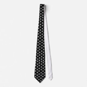 Corbata Modelo blanco y negro de la flor de lis