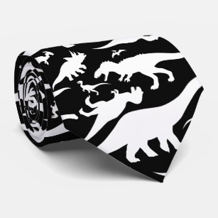 Corbata Modelo blanco y negro del dinosaurio