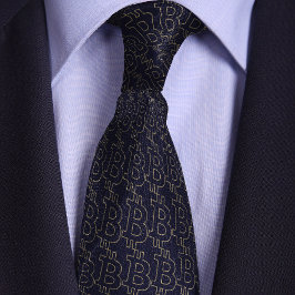 Corbata Modelo de esquema de símbolo de bitcoin azul
